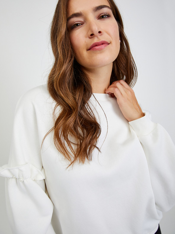 Orsay Weißes Damen Sweatshirt Oversize mit Ballonärmeln ORSAY