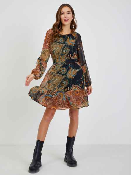 Orsay Schwarz-braun gemustertes Damenkleid ORSAY