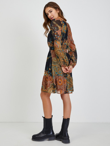 Orsay Schwarz-braun gemustertes Damenkleid ORSAY