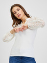 Orsay Cremefarbenes Damen T-Shirt mit Spitze ORSAY