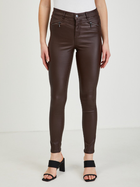 Orsay Dunkelbraune Damen Kunstlederhose ORSAY