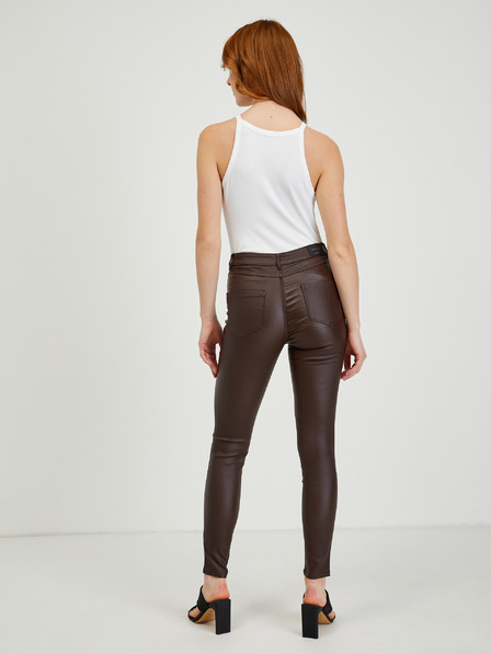 Orsay Dunkelbraune Damen Kunstlederhose ORSAY