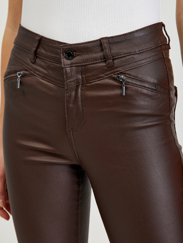 Orsay Dunkelbraune Damen Kunstlederhose ORSAY