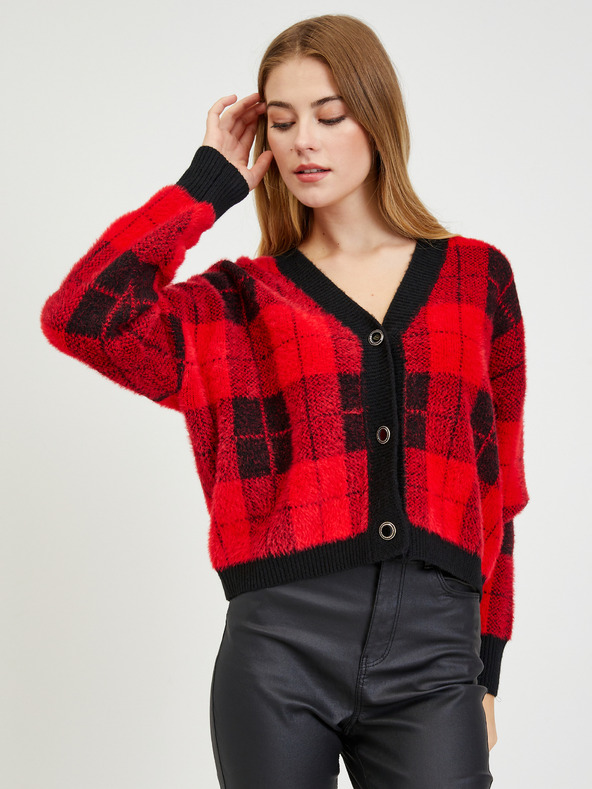 Orsay Schwarz-rot karierte Damencardigan ORSAY
