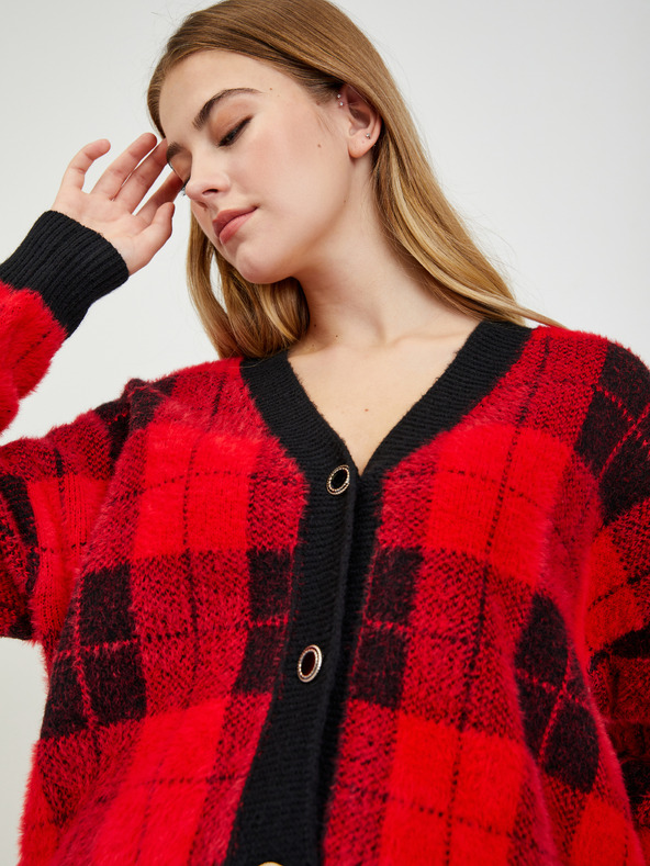 Orsay Schwarz-rot karierte Damencardigan ORSAY