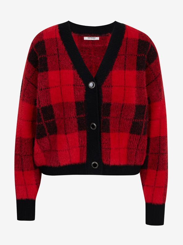 Orsay Schwarz-rot karierte Damencardigan ORSAY
