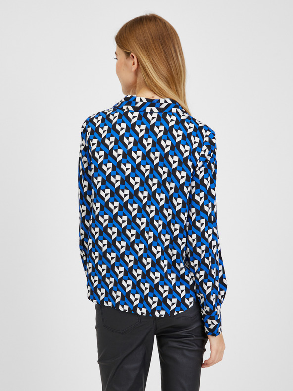 Orsay Schwarz und blau gemusterte Damenbluse ORSAY