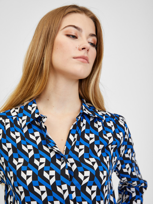 Orsay Schwarz und blau gemusterte Damenbluse ORSAY
