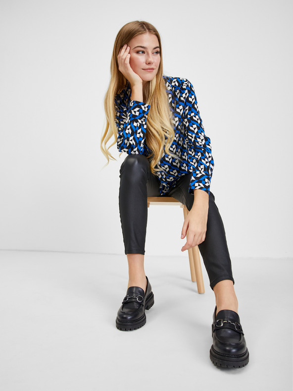 Orsay Schwarz und blau gemusterte Damenbluse ORSAY