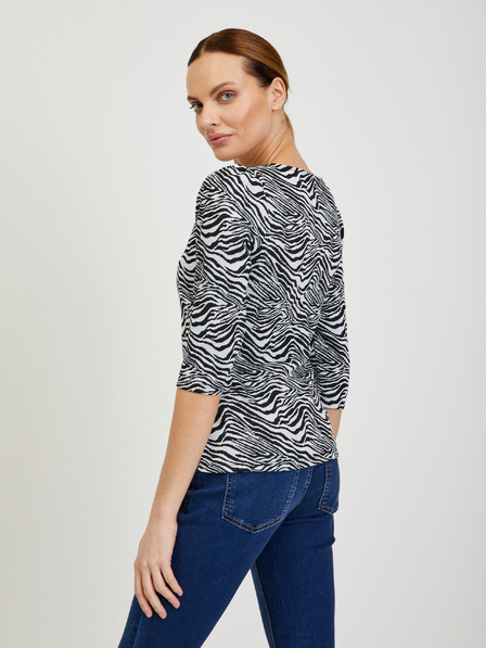 Orsay Weißes und schwarzes gemustertes Damen-T-Shirt ORSAY