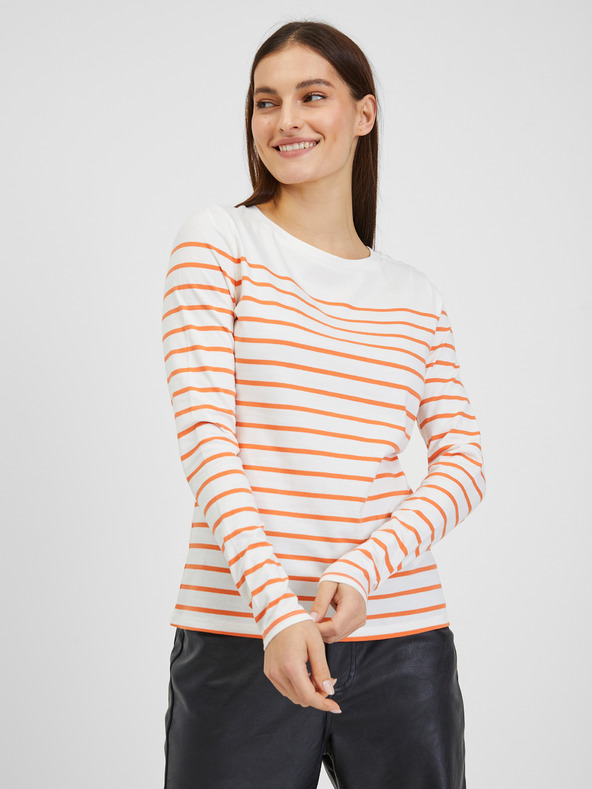 Orsay Orange-weiß gestreiftes Damen-T-Shirt ORSAY