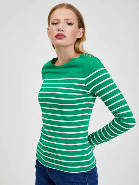 Orsay Weiß-grün gestreiftes Damen-T-Shirt ORSAY