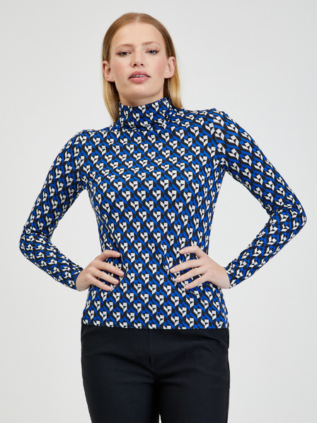 Orsay Blauer gemusterter Damen-Rollkragenpullover ORSAY