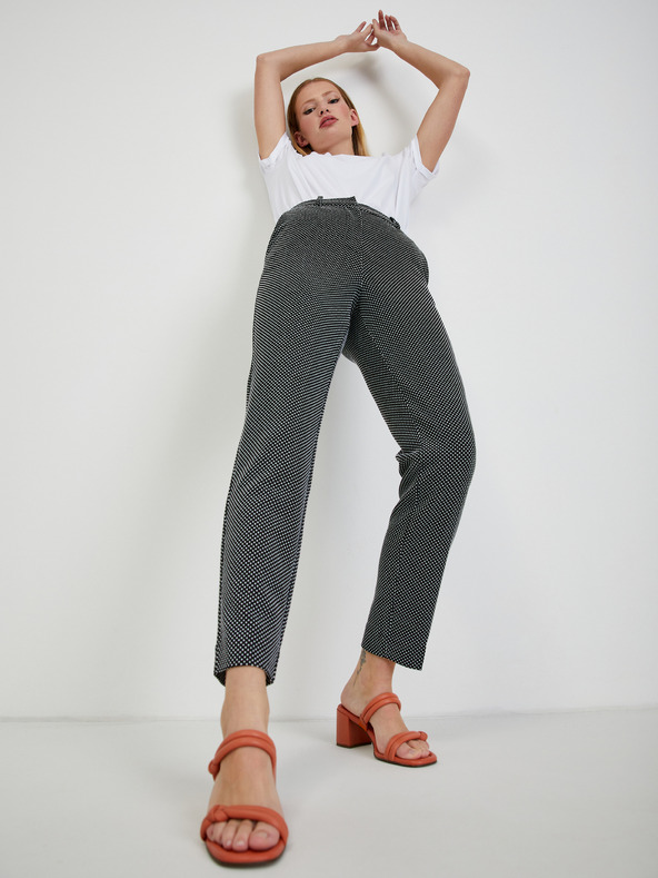 Orsay Weiß-schwarze gepunktete Damenhose ORSAY