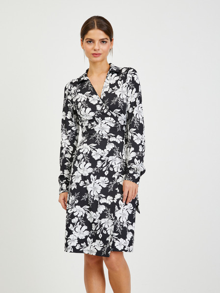 Orsay Weißes und schwarzes Damen-Blumenkleid ORSAY