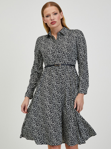 Orsay Weißes und schwarzes gemustertes Damenkleid ORSAY