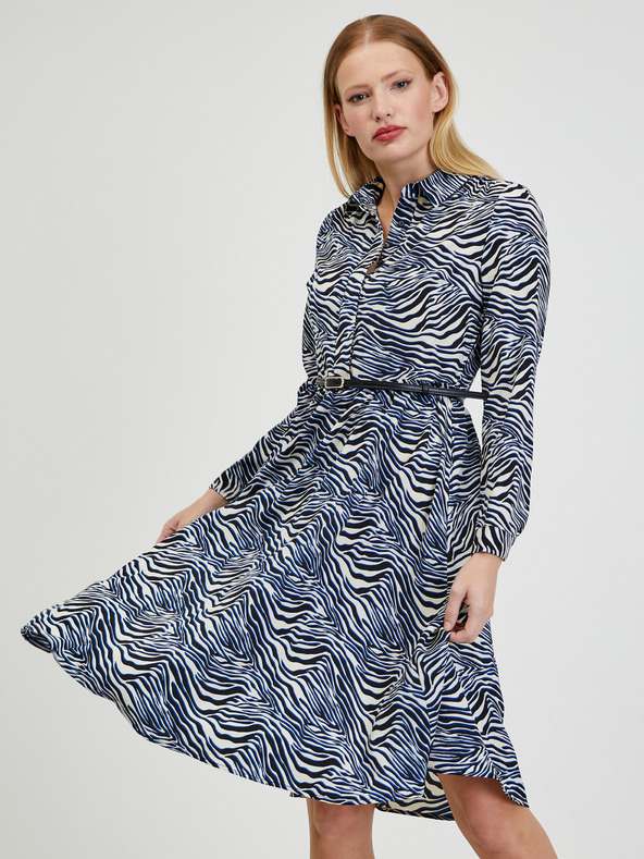 Orsay Blau-weiß gemustertes Damenkleid ORSAY