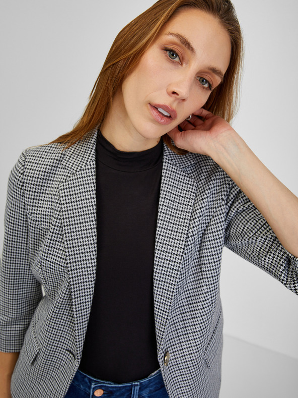 Orsay Weiß-schwarz karierte Damenjacke ORSAY