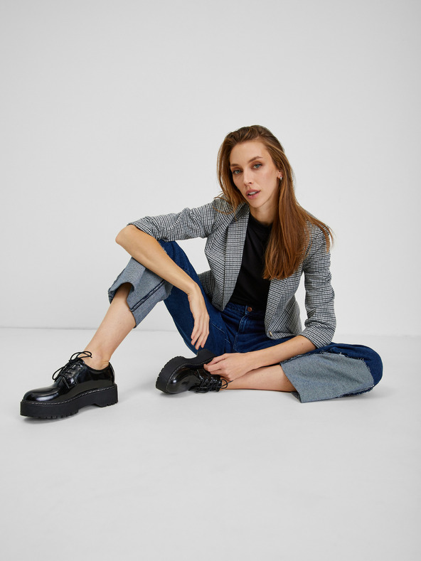 Orsay Weiß-schwarz karierte Damenjacke ORSAY