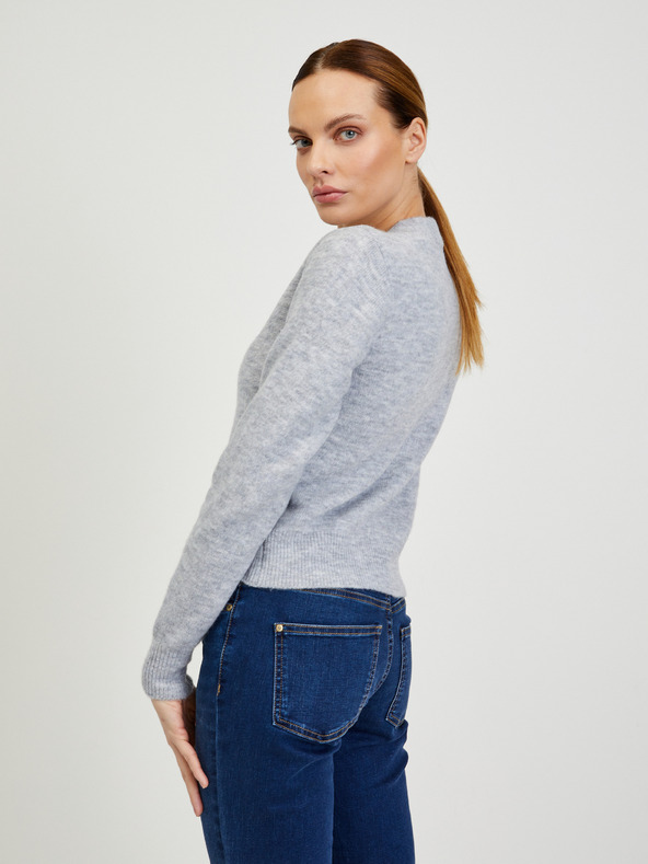 Orsay Hellgraue gestreifte Damenstrickjacke aus Wollmischung ORSAY