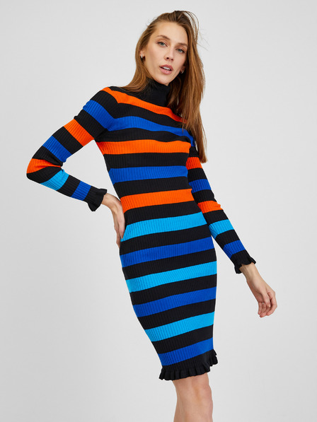 Orsay Orange und blau gestreiftes Damenkleid ORSAY