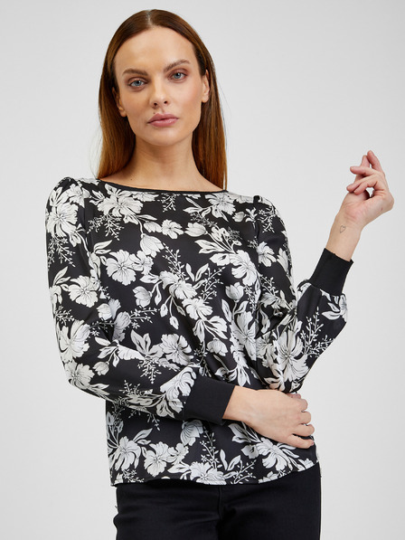 Orsay Weiße und schwarze Damenbluse mit Blumenmuster ORSAY