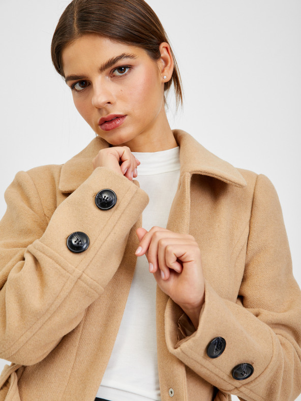 Orsay Beigefarbener Damen-Wintermantel mit Wolle ORSAY