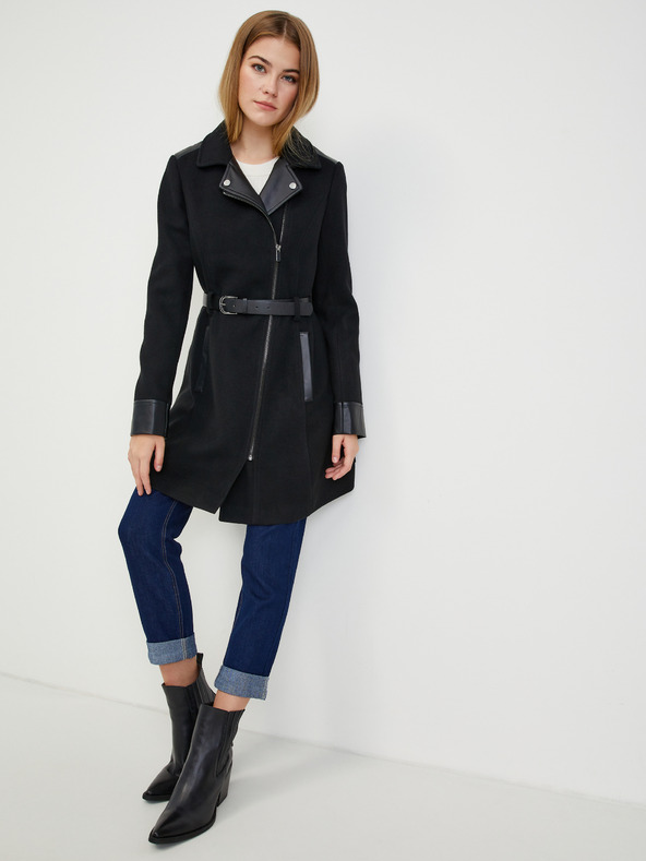 Orsay Schwarzer Damen-Wintermantel mit Wolle ORSAY