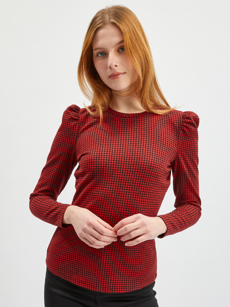 Orsay Rotes gemustertes Damen-Langarmshirt ORSAY