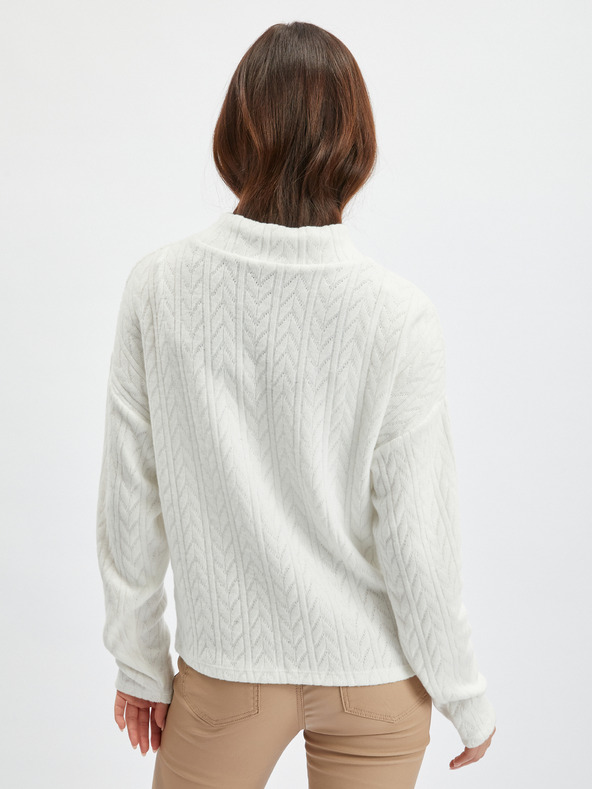 Orsay Weißer gemusterter Pullover für Damen ORSAY