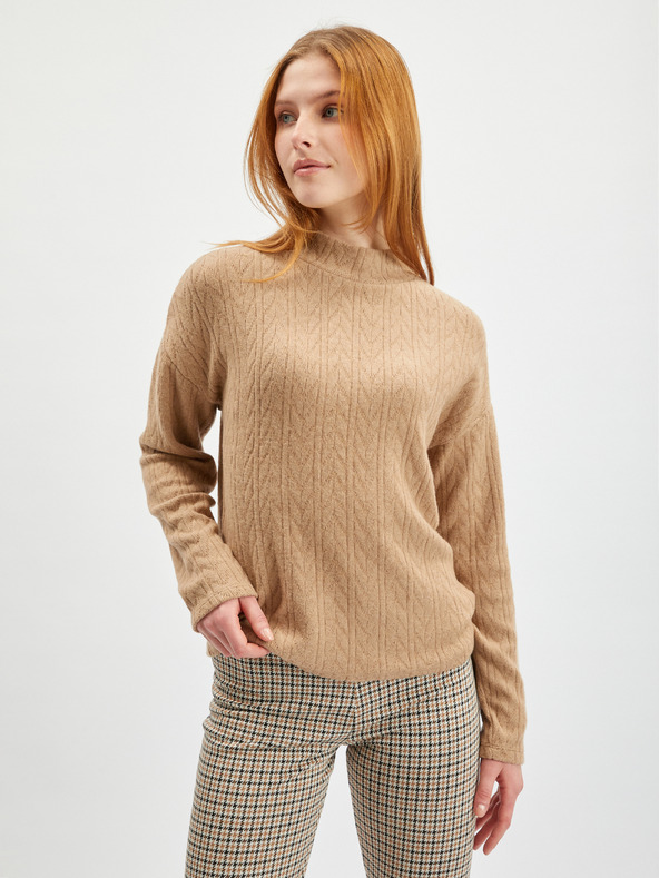 Orsay Hellbrauner gemusterter Damenpullover ORSAY
