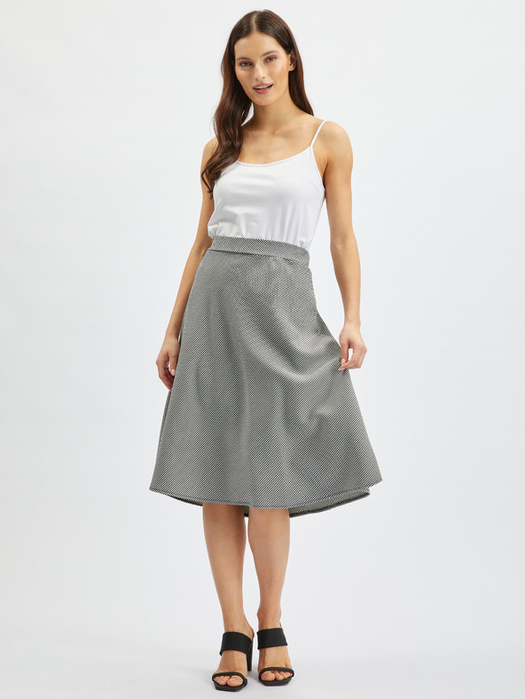 Orsay Weiß-schwarzer Damen-Musterrock ORSAY