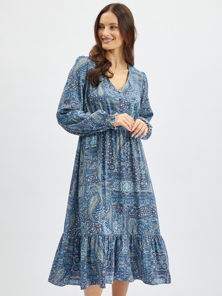 Orsay Blaues gemustertes Damen-Midikleid ORSAY