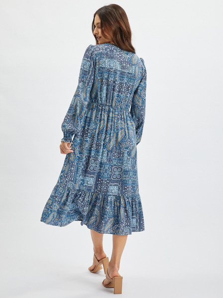 Orsay Blaues gemustertes Damen-Midikleid ORSAY