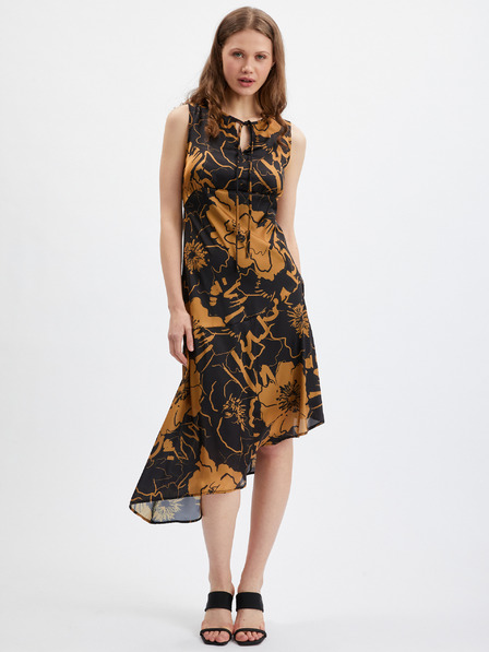 Orsay Braunes und schwarzes Damen-Satinkleid ORSAY