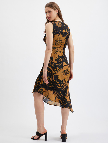 Orsay Braunes und schwarzes Damen-Satinkleid ORSAY