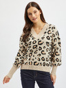 Orsay Beigefarbene gemusterte Damen-Strickjacke ORSAY