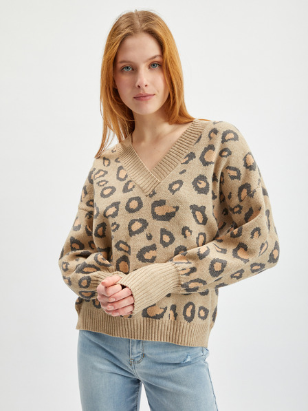 Orsay Hellbrauner gemusterter Damenpullover ORSAY
