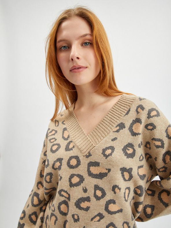 Orsay Hellbrauner gemusterter Damenpullover ORSAY