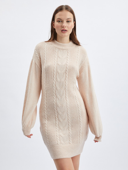 Orsay Beigefarbenes Damen-Pullover-Kleid ORSAY