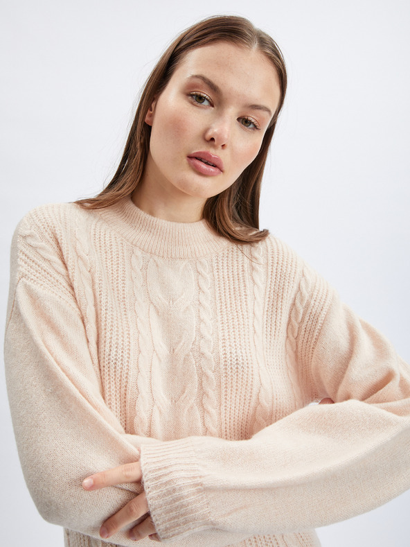 Orsay Beigefarbenes Damen-Pullover-Kleid ORSAY