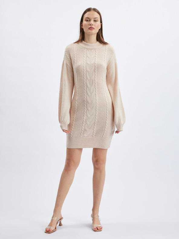 Orsay Beigefarbenes Damen-Pullover-Kleid ORSAY