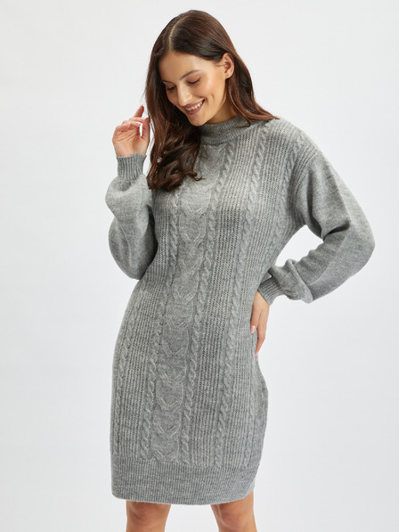 Orsay Hellgraues Damen Pullover Kleid ORSAY
