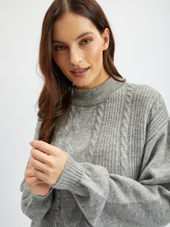 Orsay Hellgraues Damen Pullover Kleid ORSAY