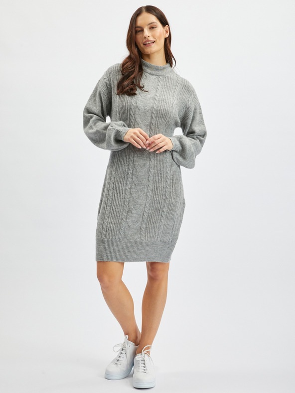 Orsay Hellgraues Damen Pullover Kleid ORSAY