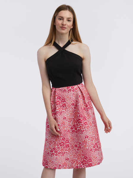 Orsay Rosa und schwarzes Damen-Blumenkleid ORSAY