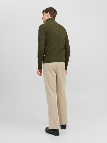 Jack & Jones Khakifarbener gerippter Jack & Jones Perfect Pullover für Herren