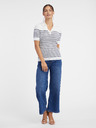 Orsay Cremefarbenes gestreiftes Damen-Poloshirt ORSAY