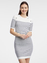 Orsay Weißes gestreiftes Damen-Pullover-Kleid ORSAY