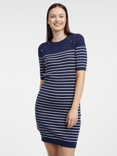 Orsay Dunkelblau gestreiftes Damen-Pulloverkleid ORSAY